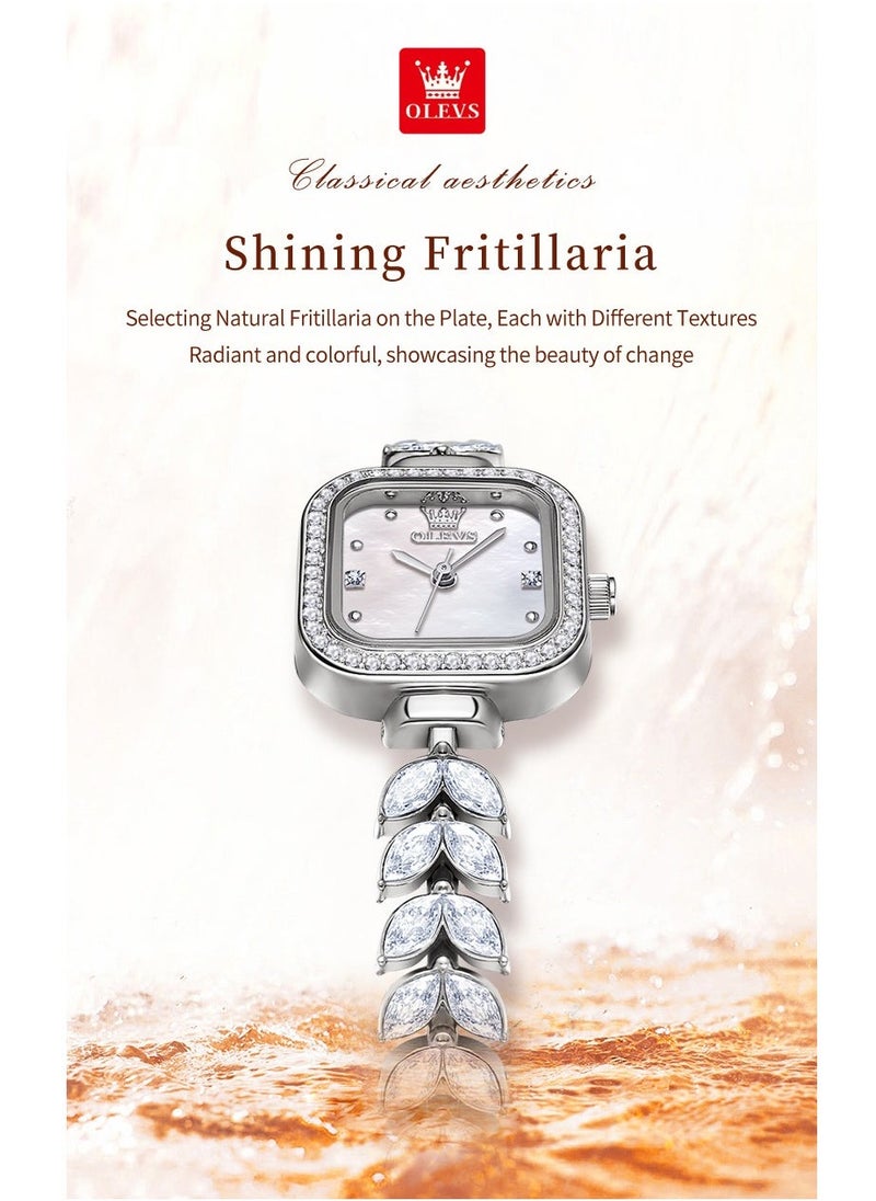 OLEVS ساعات نسائية عصرية كوارتز من الفولاذ المقاوم للصدأ مقاومة للماء فضي 9987 - Image 5