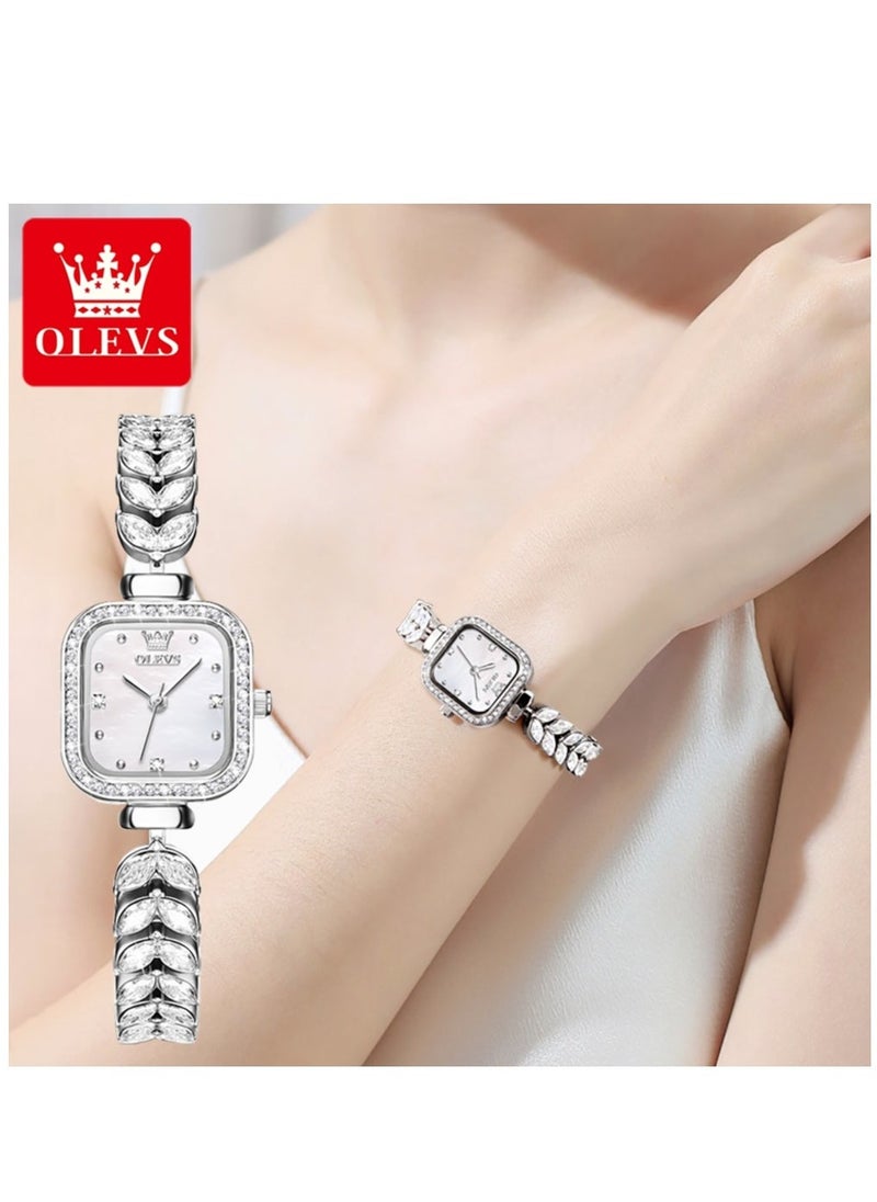 OLEVS ساعات نسائية عصرية كوارتز من الفولاذ المقاوم للصدأ مقاومة للماء فضي 9987 - Image 1