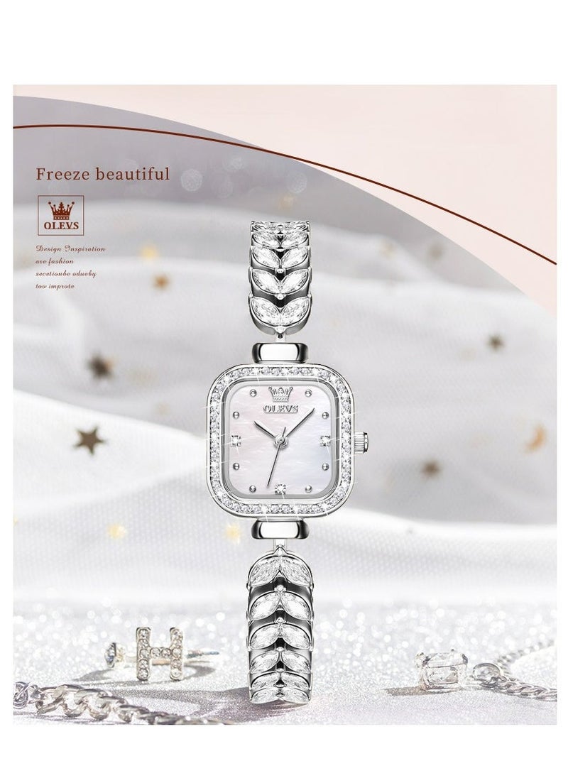OLEVS ساعات نسائية عصرية كوارتز من الفولاذ المقاوم للصدأ مقاومة للماء فضي 9987 - Image 3
