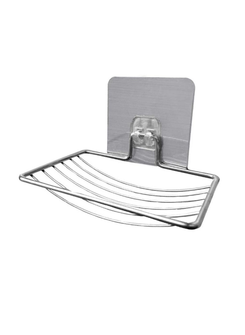 sulfar - Stainless Steel Magic Sticker Series Self Adhesive Soap Holder for Bathroom (Silver) Pack of 1 - Image 1