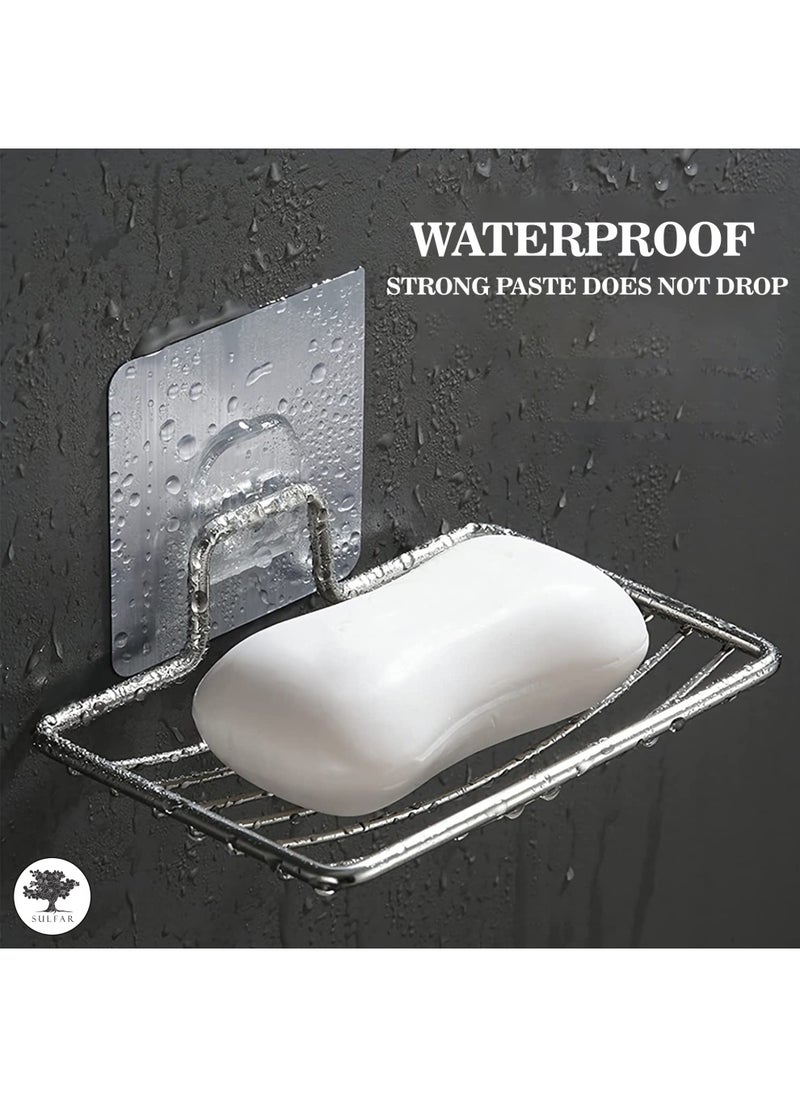sulfar - Stainless Steel Magic Sticker Series Self Adhesive Soap Holder for Bathroom (Silver) Pack of 1 - Image 1