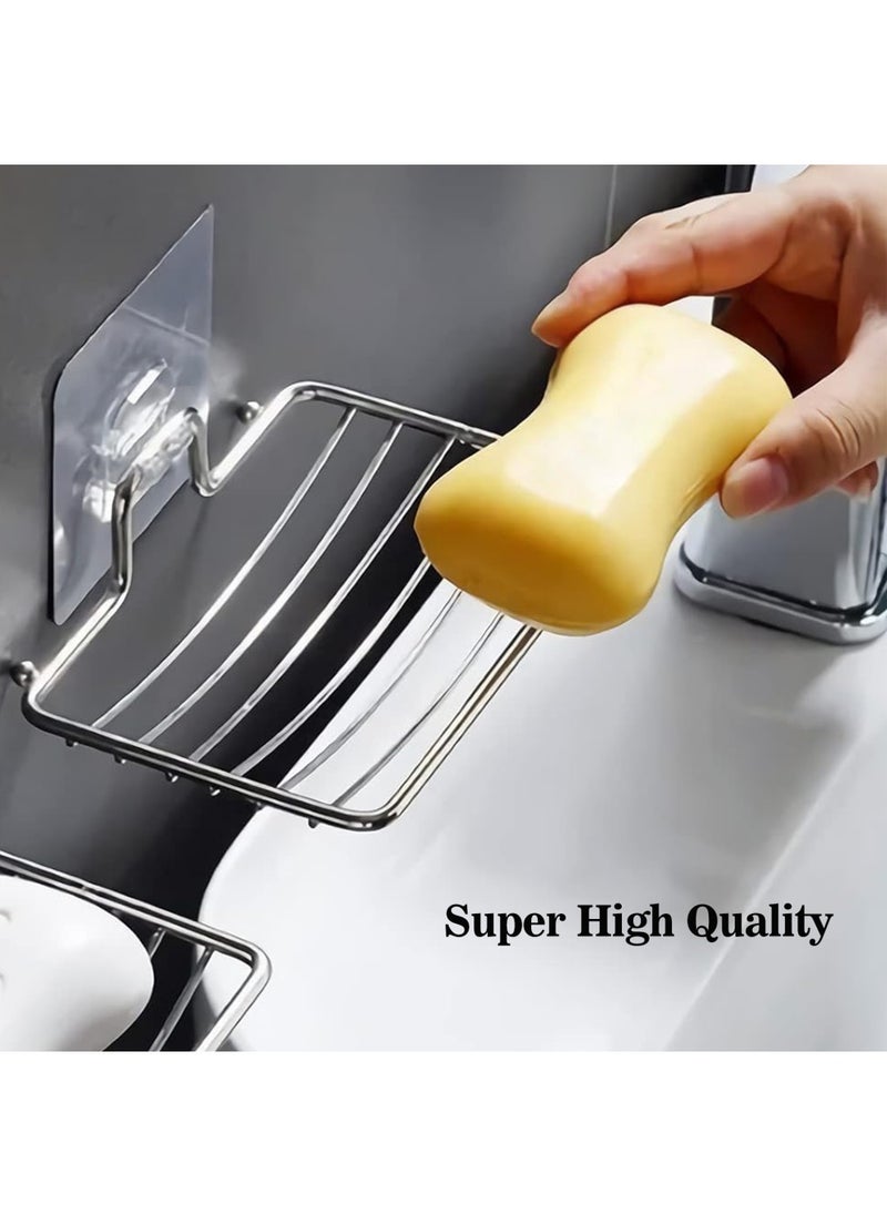 sulfar - Stainless Steel Magic Sticker Series Self Adhesive Soap Holder for Bathroom (Silver) Pack of 1 - Image 1
