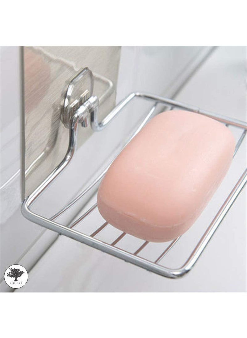 sulfar - Stainless Steel Magic Sticker Series Self Adhesive Soap Holder for Bathroom (Silver) Pack of 1 - Image 1