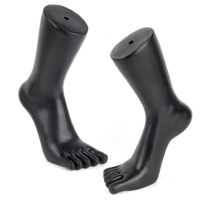 2 Pack Plastic Mannequin Foot Display Model Stand for Jewelry Ankle Chain Socks Shoes Black Left Right