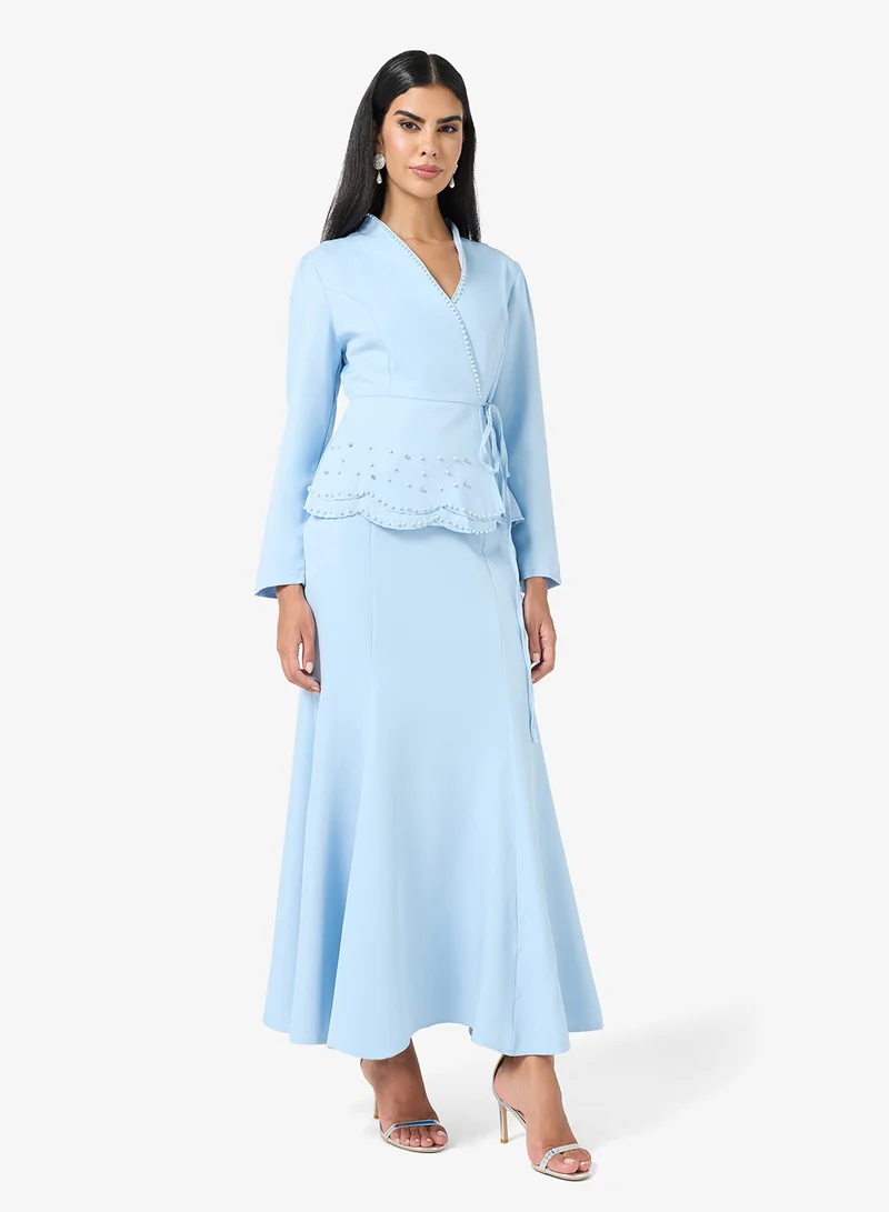 Khizana Peplum Blouse & Skirt Set