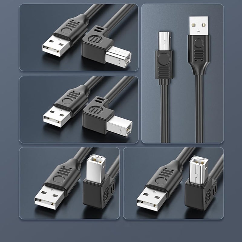 USB 2.0 Printer Cable TypeA Male to TypeB Scanner Cord High Speed 480Mbps 90Degree Elbow for Offices and Home Use - Image 3