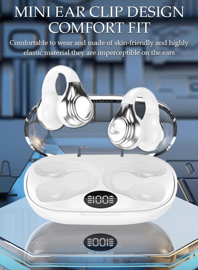 DUNISO Wireless Headphones Bluetooth Ear Clip Earphones Open Ear with Mic Wireless Charging Case LED Power Display for Running Sport Gym - Image 2