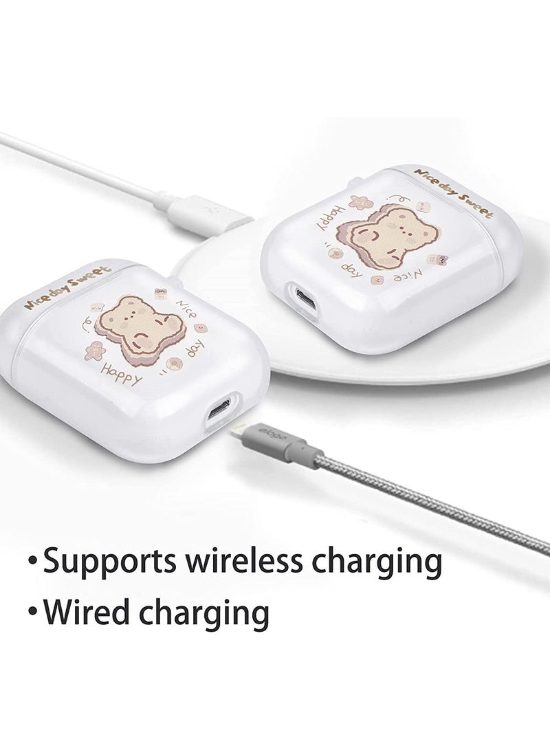 SYOSI Clear AirPods Case with Bear Keychain C ute Cartoon Bear Design Full Protective Silicone Cover Compatiable with AirPod 21 Case for Kids and Womens Brown - Image 4