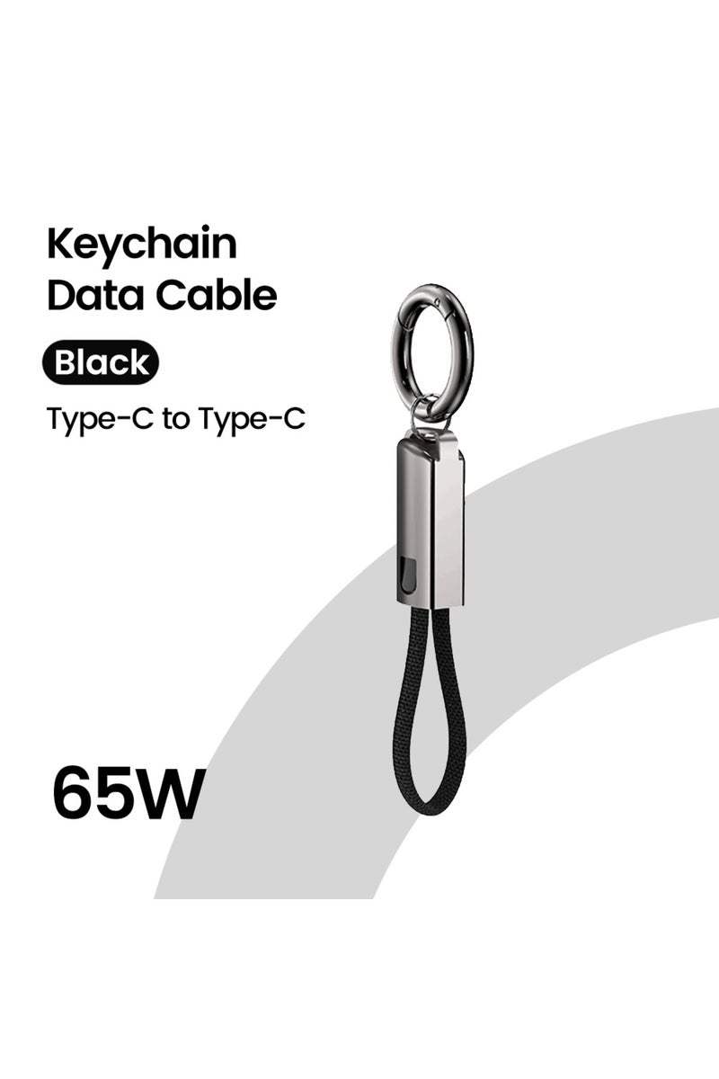 c to c Black Fast Charging Type C TO Type C Cable Keychain 65W PD for iPhone 15 Xiaomi Samsung Type