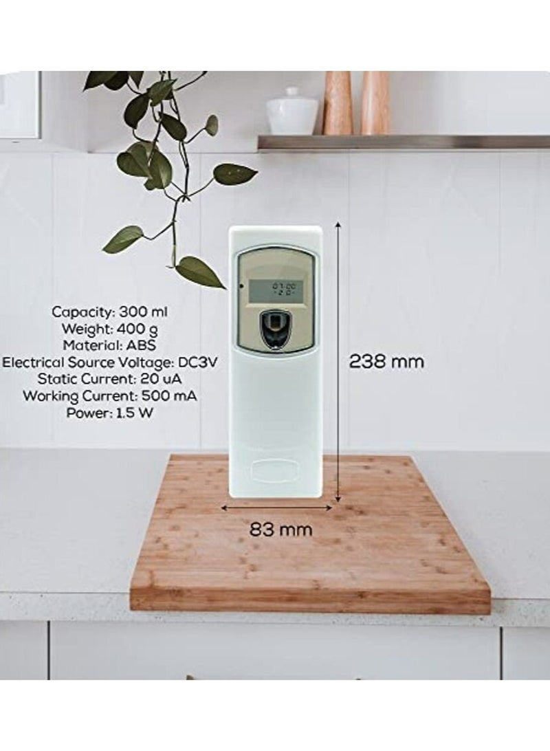 Dr Scent Automatic Air Freshener Wall Mount Dispenser LCD Auto Aerosol Spray Dispenser for Indoors (White) - Image 2