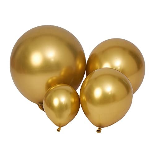 DECGOL 100pcs Metallic Gold Balloons Different Sizes 18 inch +12 inch +10 inch +5 inch Chrome Gold Balloon Gold Latex Balloons for Halloween Christmas Thanksgiving Birthday Party Graduation Baby Shower - Image 1