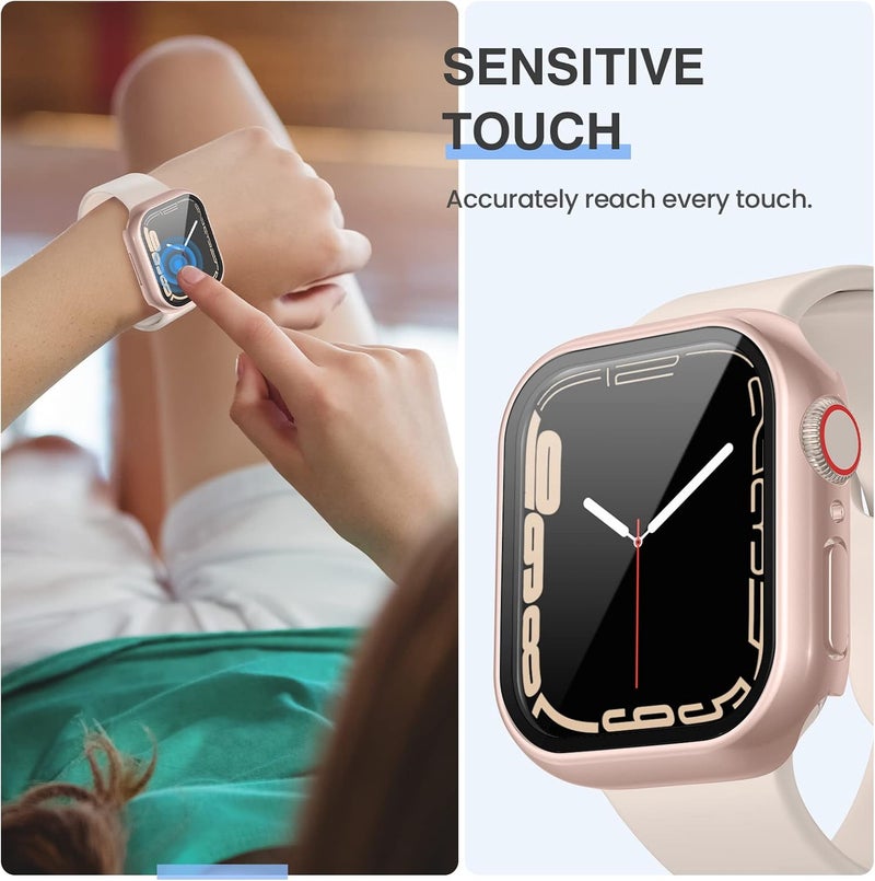 Tensea [3PCS for Apple Watch Screen Protector Case 44mm SE 3/SE 2rd Generation/SE/Series 6/5/4 Accessories, iWatch Protective Face Cover for Women Men, Bumper Tempered Glass for iPhone Watch 44 mm - Image 5