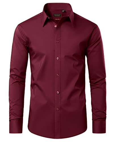Lion Nardo Cotton Mens Dress Shirts Long Sleeve Big and Tall Dress Shirts for Men Wrinkle Free Button Down Shirts Regular Fit Rose - Image 1