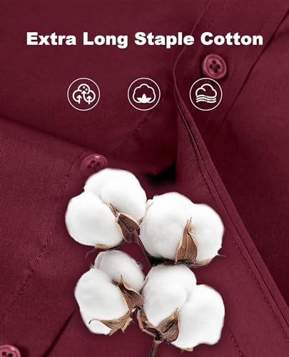 Lion Nardo Cotton Mens Dress Shirts Long Sleeve Big and Tall Dress Shirts for Men Wrinkle Free Button Down Shirts Regular Fit Rose - Image 2