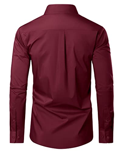 Lion Nardo Cotton Mens Dress Shirts Long Sleeve Big and Tall Dress Shirts for Men Wrinkle Free Button Down Shirts Regular Fit Rose - Image 5