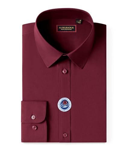 Lion Nardo Cotton Mens Dress Shirts Long Sleeve Big and Tall Dress Shirts for Men Wrinkle Free Button Down Shirts Regular Fit Rose - Image 3