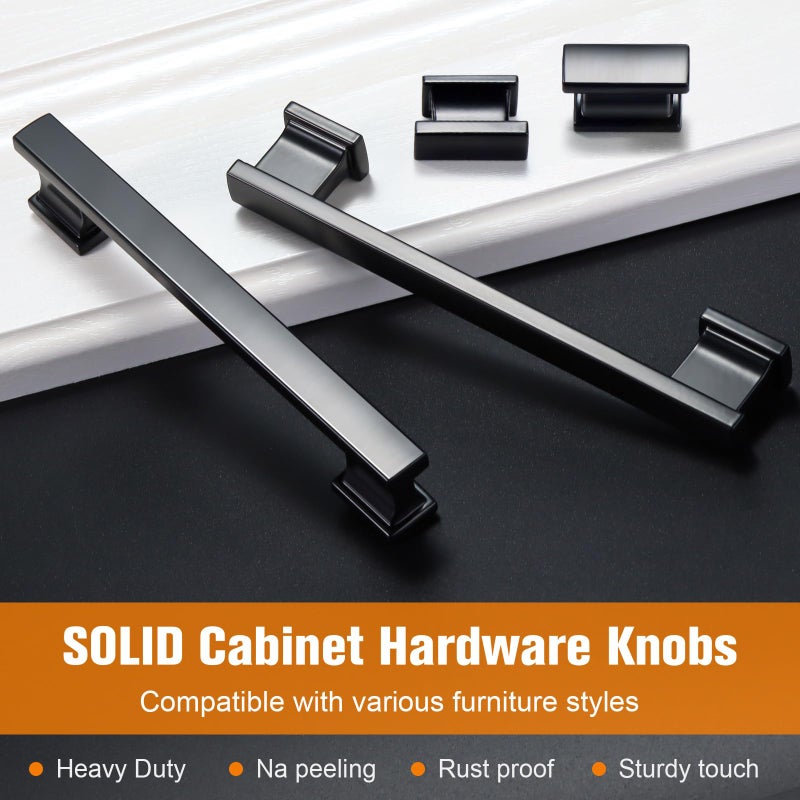 Vehcil 10 Pack Matte Black Kitchen Cabinet Knobs Black Drawer Dresser Knobs Cabinet Handles For Cupboard Closet Bathroom Kitchen Cabinet Hardware Solid Zinc Alloy - Image 3