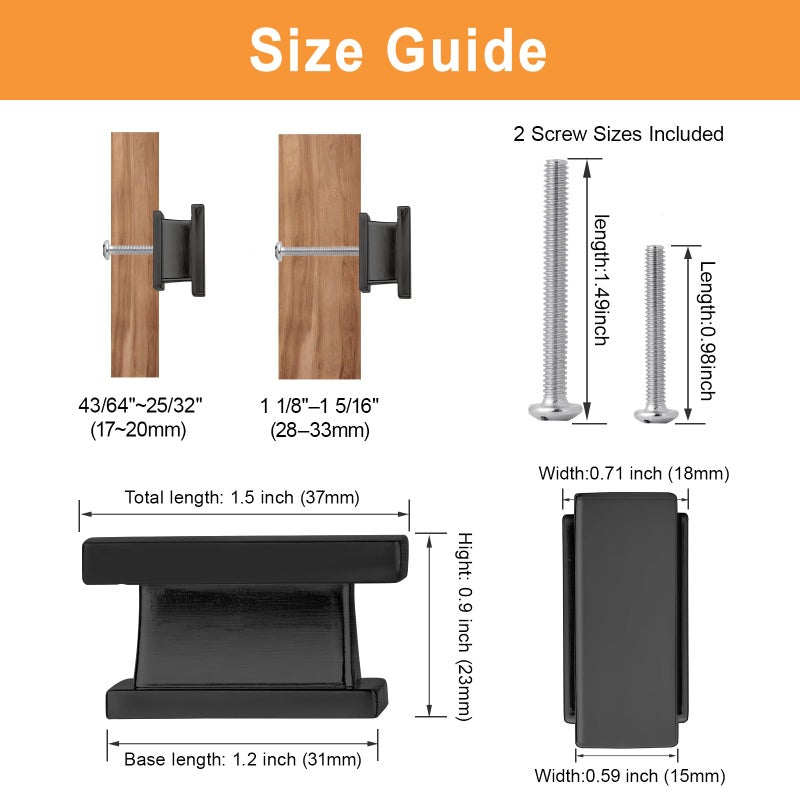 Vehcil 10 Pack Matte Black Kitchen Cabinet Knobs Black Drawer Dresser Knobs Cabinet Handles For Cupboard Closet Bathroom Kitchen Cabinet Hardware Solid Zinc Alloy - Image 5