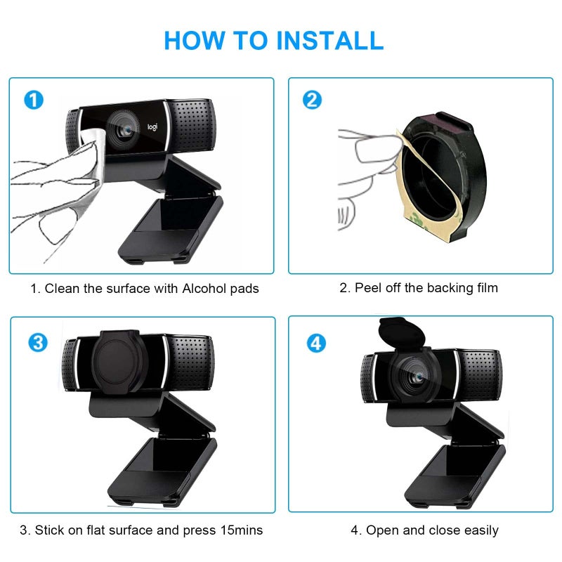 JCWINY 2 Pack Universal Webcam Cover, Desktop Computer External Webcam Lens Covers Shutter Cap Hood, Streaming Web Camera Privacy Cover Clip Compatible with Logitech HD Pro Webcams C270/C615/C920/C930e/C922X - Image 5