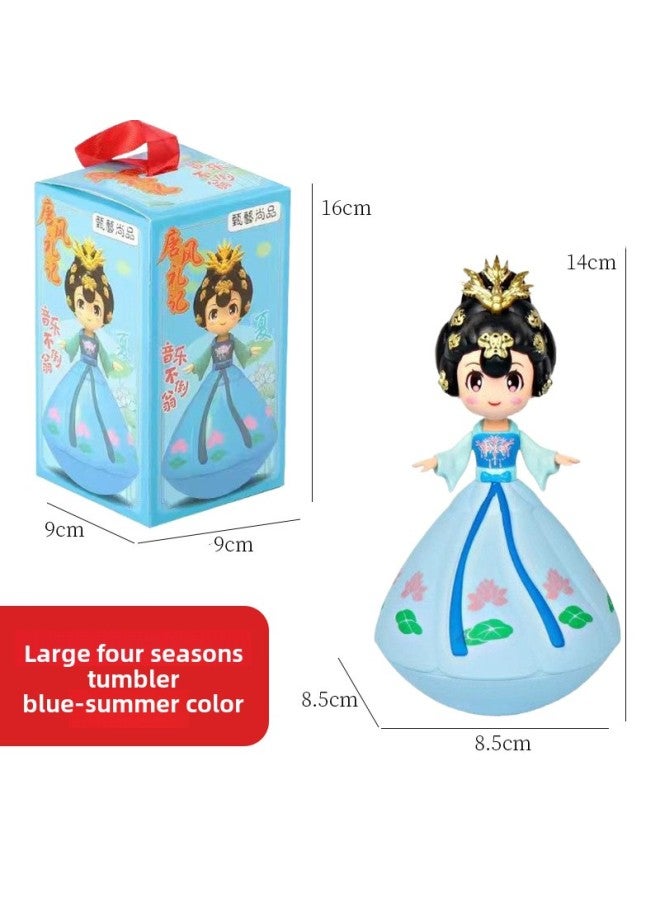 Datang Tumbler Little Sister Four Beautiful Women Creative Xi'an Tourism Creative Doll Doll Toy Ornaments Gift-Color:Small Four Seasons Summer Blue - Image 1