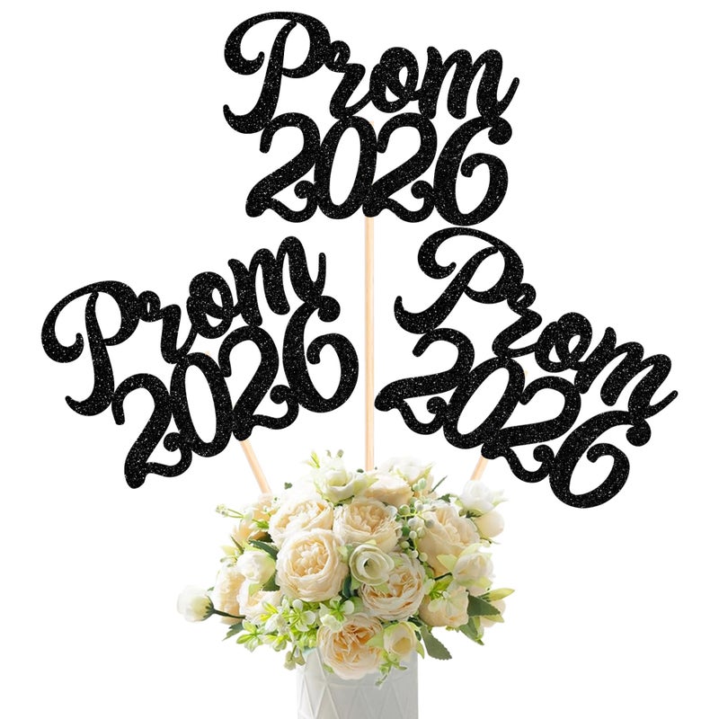 Rsstarxi 12 Pack Prom 2026 Graduation Party Decorations Prom 2026 Centerpieces Sticks Class of 2026 Grad Table Toppers for 2026 Graduation Prom Party Decorations Black - Image 2