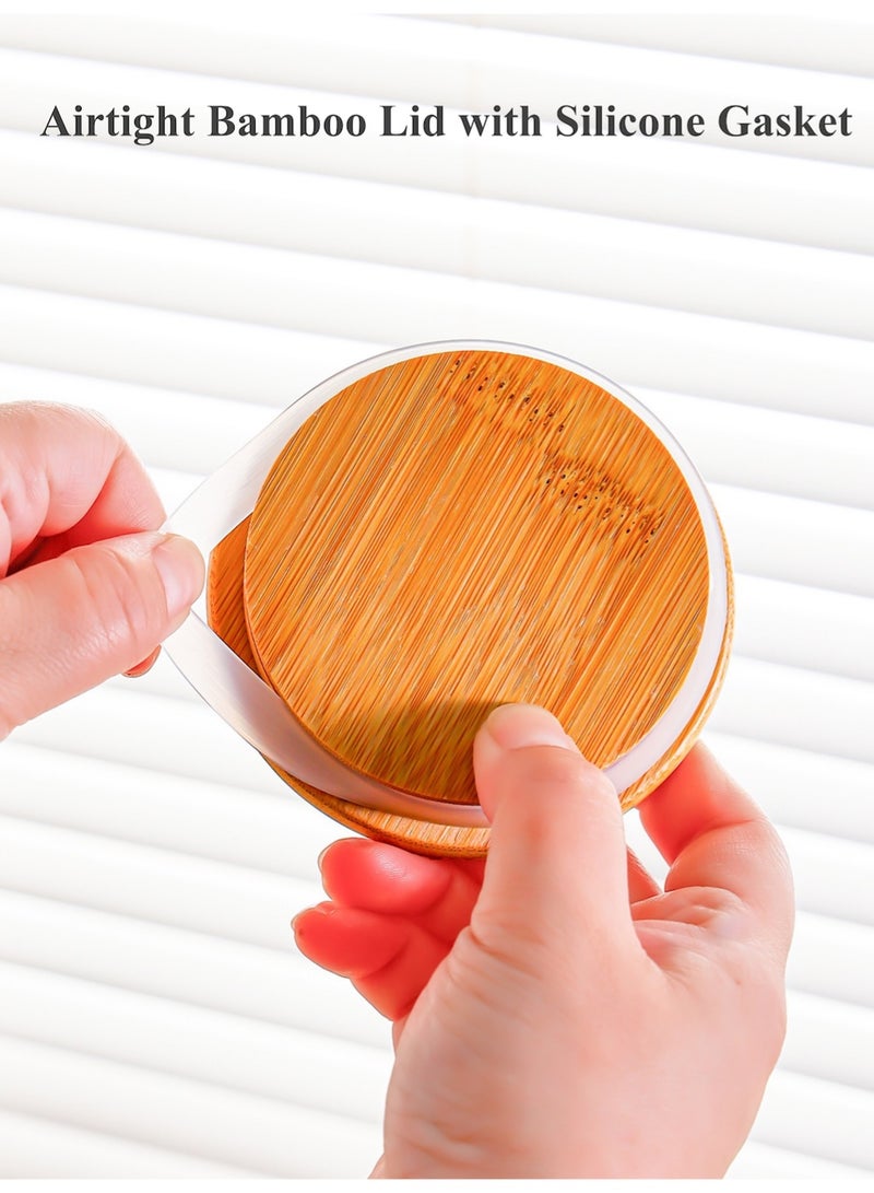 YASMINARA 3-Pack Glass Storage Jars with Bamboo Airtight Lids & Bamboo Tray, Canisters Set for Kitchen Countertop - Pantry Organization for Coffee, Tea, Sugar, Flour, Spices, Dry Food, Elegant Visible Storage Containers - Image 2