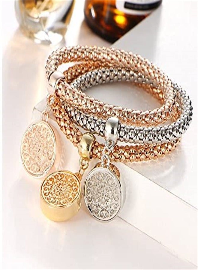 ORiTi Charm Women Bracelet Silver Rose Gold Rhinestone Bangle Jewellery Set  - Image 1