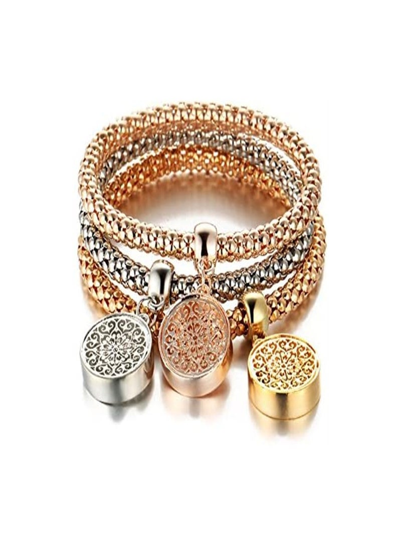 ORiTi Charm Women Bracelet Silver Rose Gold Rhinestone Bangle Jewellery Set  - Image 2