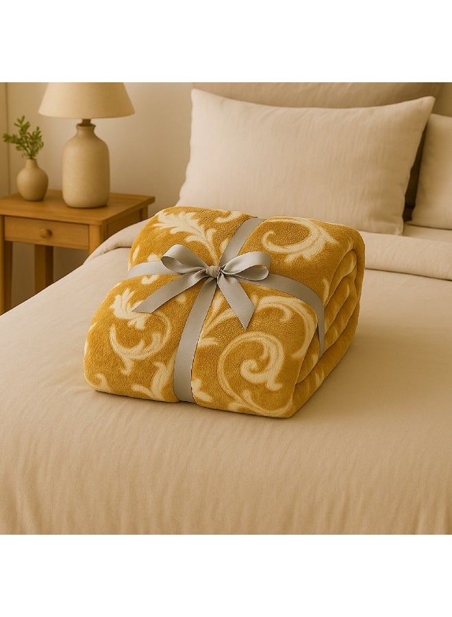 ELEGA DECOR Flannel Blanket – Double (200x220 cm) – Damask Print | Ultra-Soft, Premium Quality Brushed Polyester - Image 2