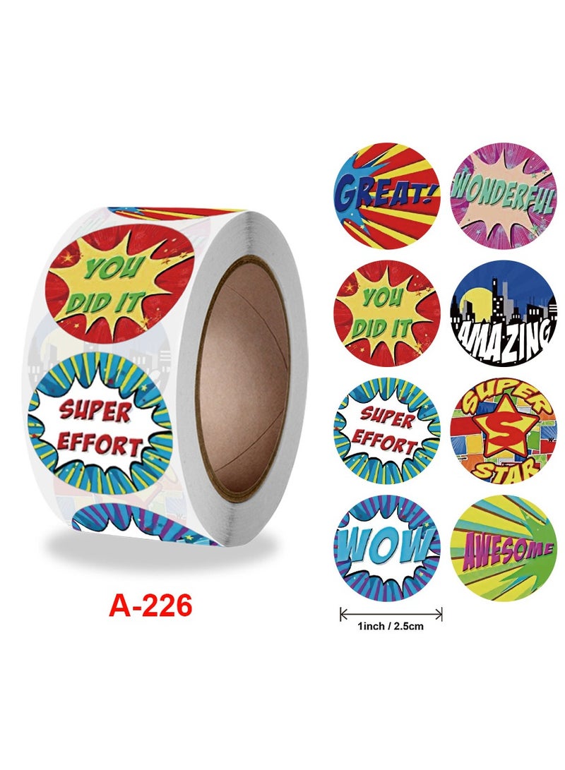 Reward Stickers for Teachers 6 rolls 3000pcs Star Reward Stickers Roll for Kids Teacher Adults Parents Classroom School Work Study Training Award Gifts，Motivational Stickers