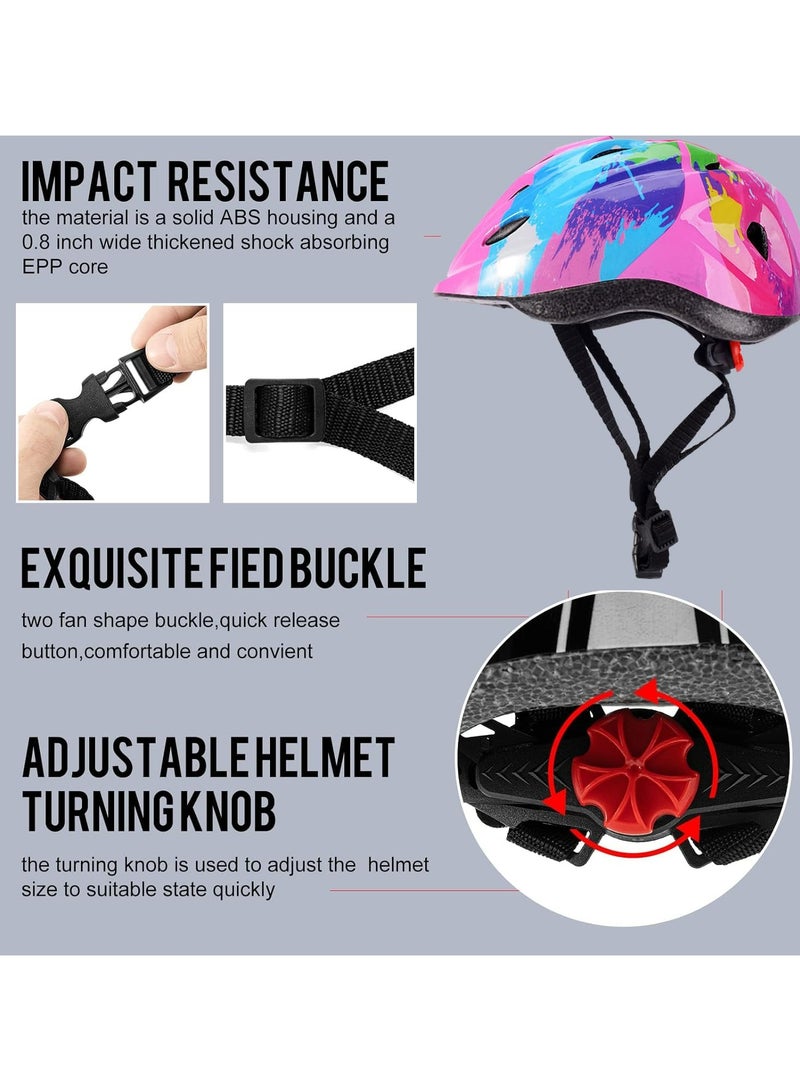 CMGTYYD Kids Bike Helmet， Toddler Helmet Safety Set,Adjustable Toddler Helmet With Knee Elbow Pads Wrist Guards Sports Protective Gear Set for Bike Bicycle Skateboard Scooter, Girls And Boys Aged 2-10 - Image 4