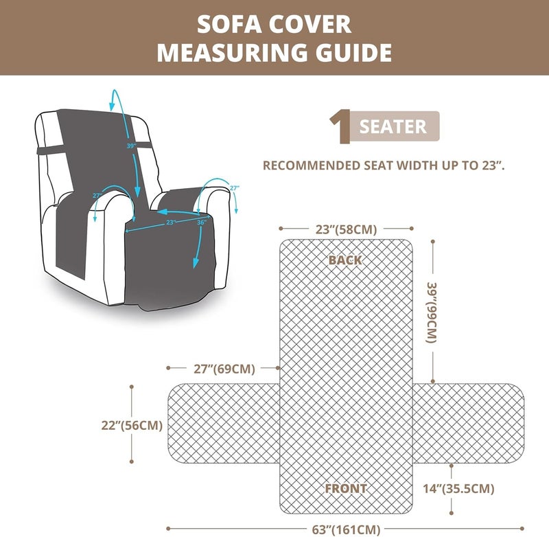 INFOSUN Couch Cover, Waterproof Sofa Covers, Cushion Protector with Non-Skid Backing & Elastic Straps, Dog Couch Cover Protector for 1/2/3/4 Seater, Covers for Dogs Pets Kids(1 Seater, Chair, White) - Image 5