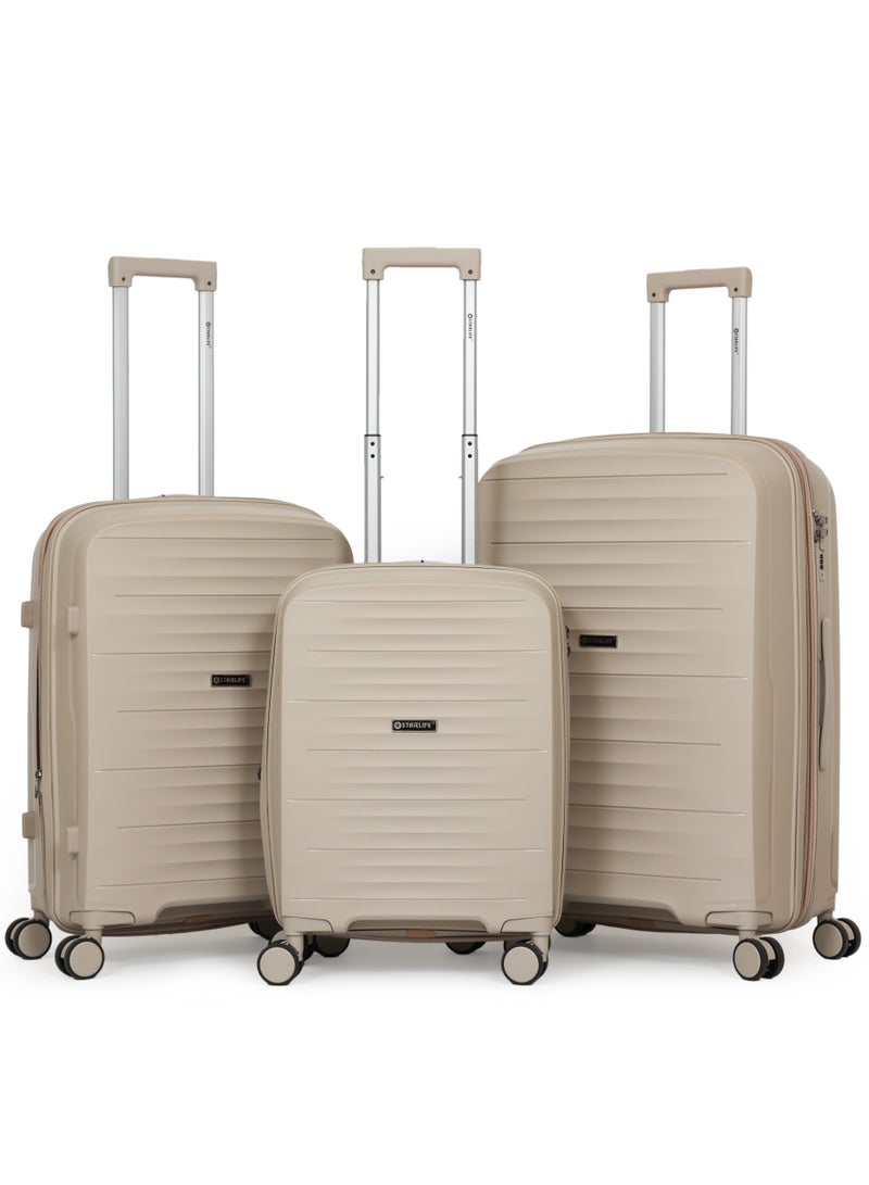 STARLIFE Luggage Set 3 Pieces PP Hard Side Bag 360 Degree Spinner Wheels Trolley Luggage Set With TSA Lock 20/24/28 Inches - Image 1