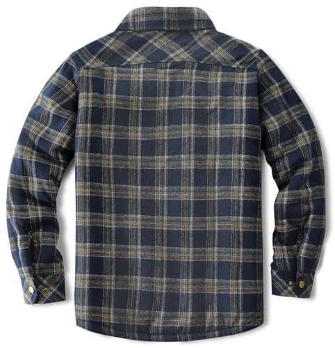 Puwasa Men's Sherpa Lined Cotton Flannel Shirt Jacket Plaid Button Up Jacket Coat for Men with Pocket Blue Small - Image 4