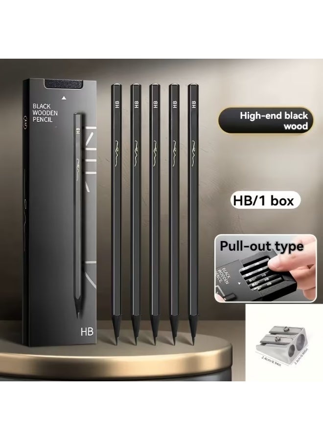 TrueColor Premium HB Black Wood Pencil Hexagonal Black Non-Toxic Student Exam Special Not Easy to Break HB Writing Pencil Card Marking Pencil 10pcs - Image 3