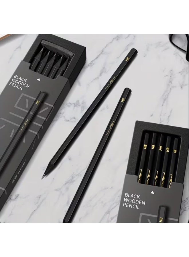 TrueColor Premium HB Black Wood Pencil Hexagonal Black Non-Toxic Student Exam Special Not Easy to Break HB Writing Pencil Card Marking Pencil 10pcs - Image 4