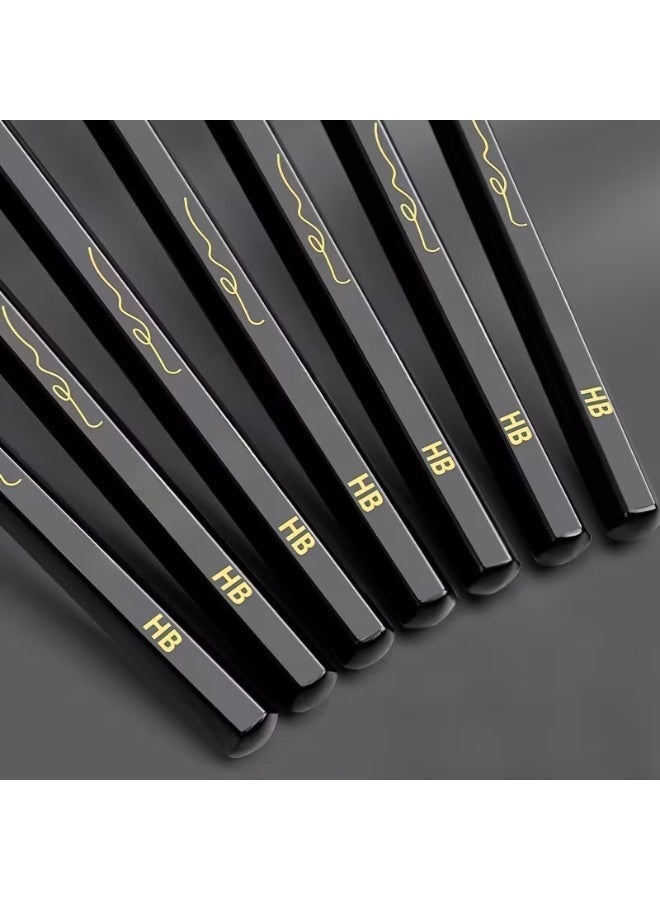 TrueColor Premium HB Black Wood Pencil Hexagonal Black Non-Toxic Student Exam Special Not Easy to Break HB Writing Pencil Card Marking Pencil 10pcs - Image 1