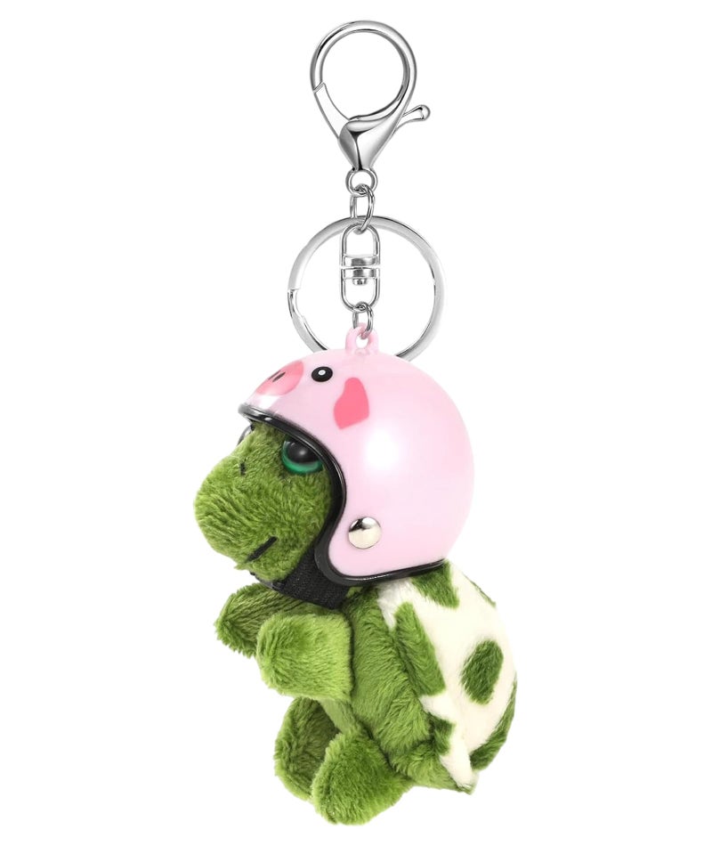 BdelrinQue Plush Keychain, Cute Turtle Keyring with Detachable Helmet, Soft Stuffed Animal Keychain for Women and Girls, 8x4.5cm Bag and Car Accessory - Image 1