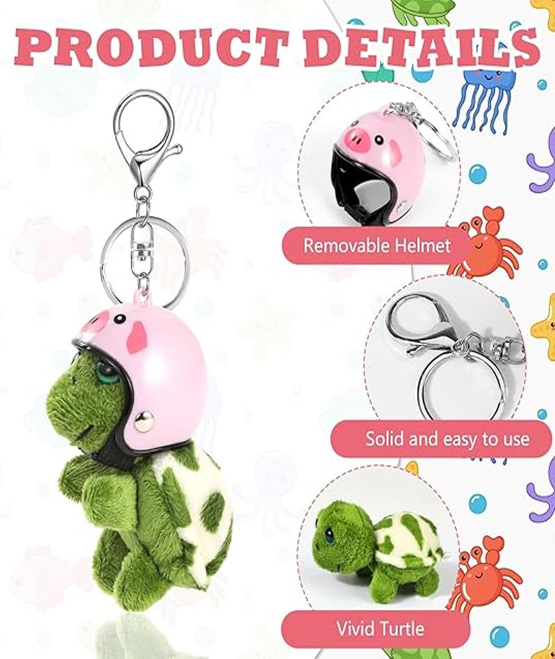 BdelrinQue Plush Keychain, Cute Turtle Keyring with Detachable Helmet, Soft Stuffed Animal Keychain for Women and Girls, 8x4.5cm Bag and Car Accessory - Image 3