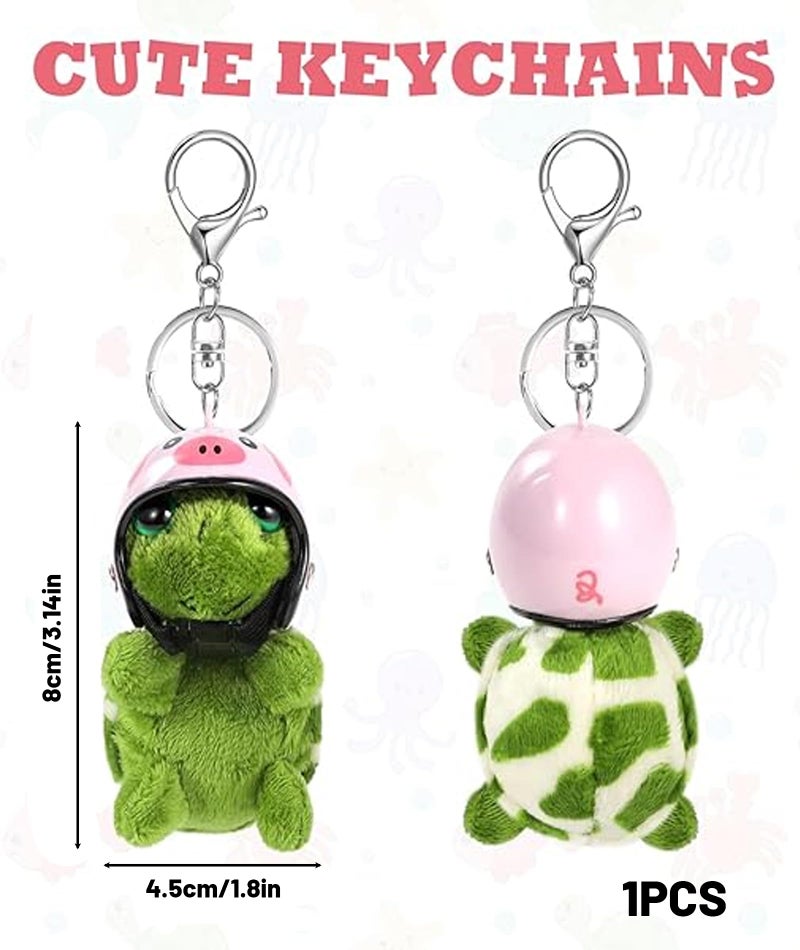 BdelrinQue Plush Keychain, Cute Turtle Keyring with Detachable Helmet, Soft Stuffed Animal Keychain for Women and Girls, 8x4.5cm Bag and Car Accessory - Image 2