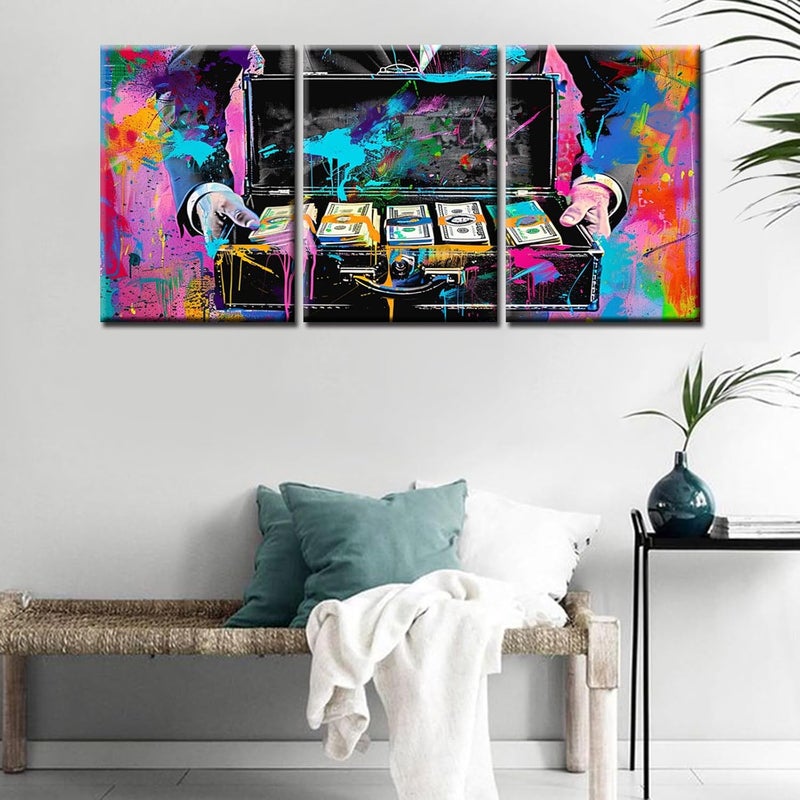 Tucocoo Colorful Graffiti Money Canvas Wall Art - Image 3