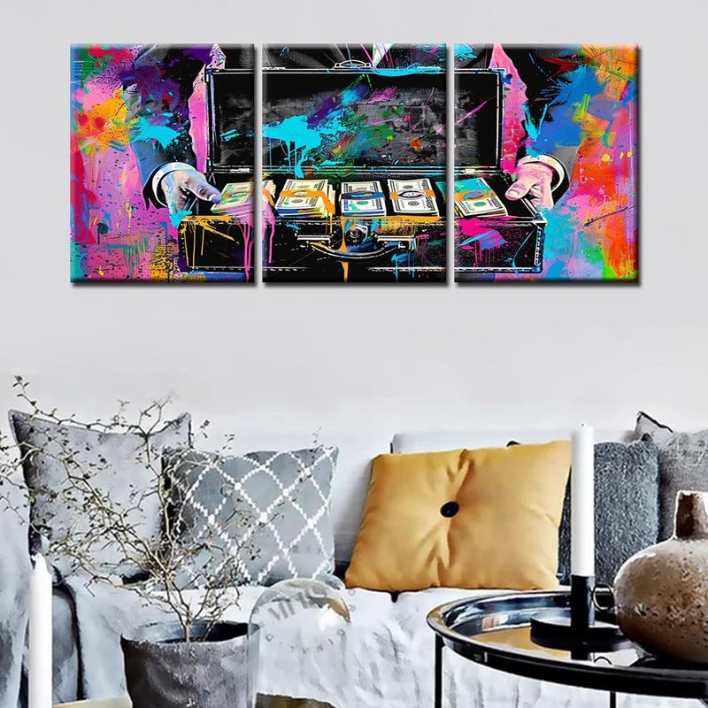 Tucocoo Colorful Graffiti Money Canvas Wall Art - Image 2