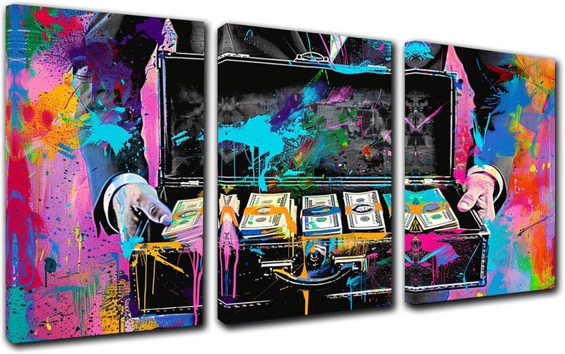 Tucocoo Colorful Graffiti Money Canvas Wall Art - Image 1