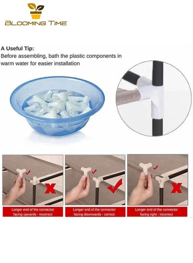 BLOOMING TIME 10-Layer Shoe Rack Brown, Household Flush-Free Adjustable Storage Rack, Multi-Layer Storage Rack For Dormitory Apartments, Space-Saving For Small Apartments, Anti-Fouling With Zipper - Image 3