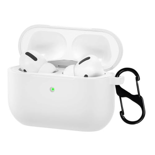 KACA Silicone Soft Case Cover with Keychain for Airpods Pro Case 2019, AirPods Pro 1st Generation Cover (White) - Image 1