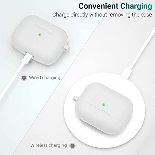 KACA Silicone Soft Case Cover with Keychain for Airpods Pro Case 2019, AirPods Pro 1st Generation Cover (White) - Image 4
