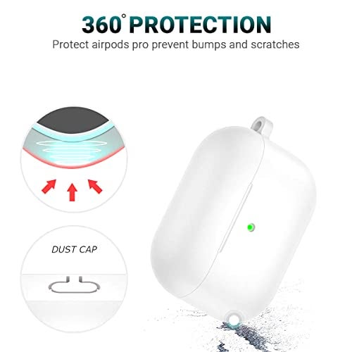 KACA Silicone Soft Case Cover with Keychain for Airpods Pro Case 2019, AirPods Pro 1st Generation Cover (White) - Image 3
