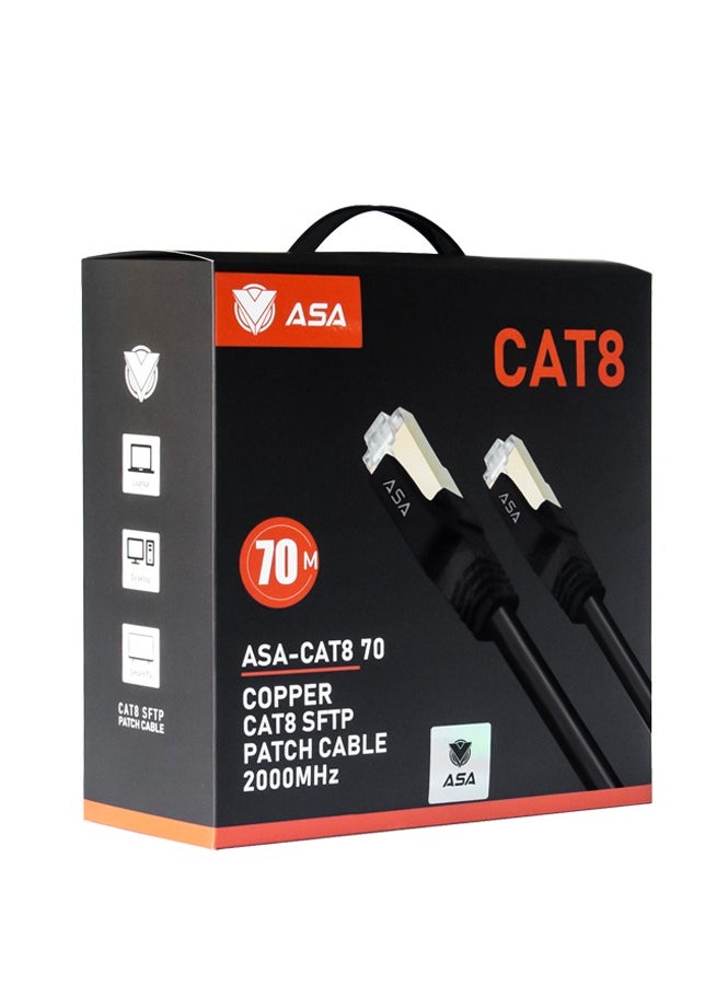 ASA - High Speed CAT8 Ethernet Cable 70m 40Gbps, 2000Mhz, SFTP with Gold Plated RJ45 Connector - Image 1