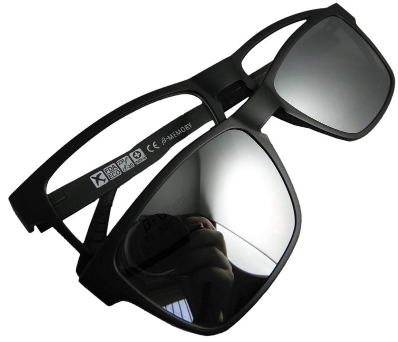 Circleperson Men women Sunglasses polarized clip on magnetic glasses 53-17 (Black, Mirror silver polarized clip on) - Image 2