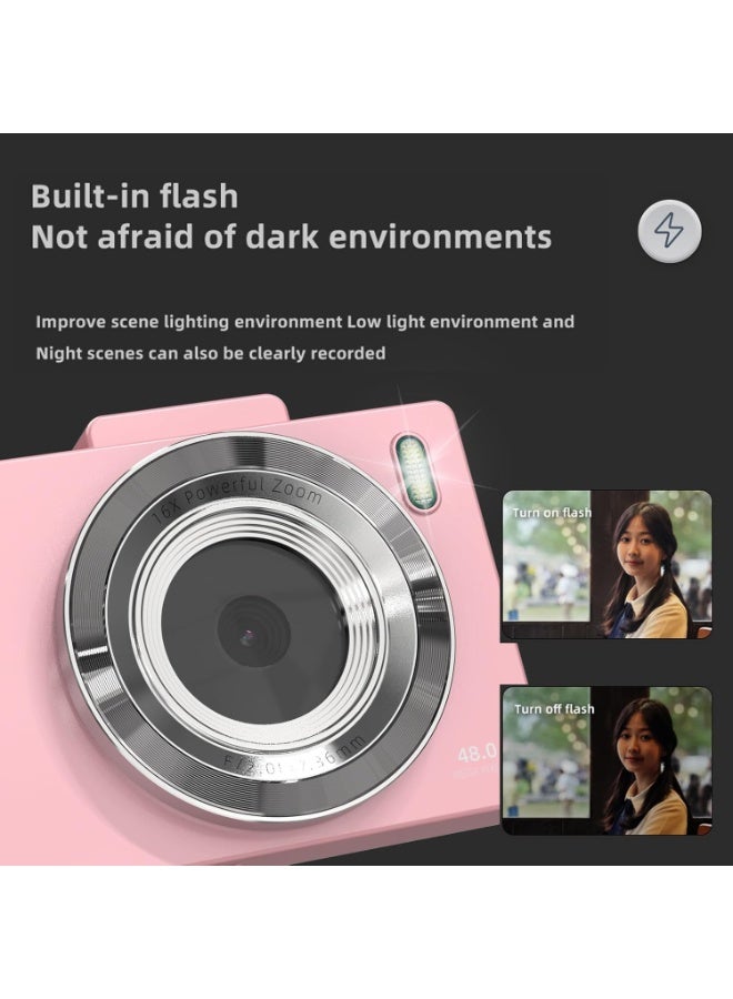 AIWANTO 4K Digital Camera for Teens & Students – 48MP Portable Camcorder with 2.8" IPS Screen, Image Stabilization, 16x Zoom, Autofocus, Flash, Includes Strap, Charging Cable & 32GB SD - Image 3